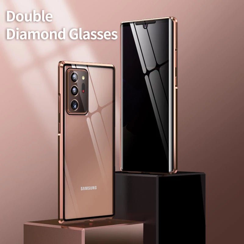 For Samsung Note20U Anti Peeping Privacy Glass Case Protect Phone Case S21Ultra Magnetic S21 Metal Cover