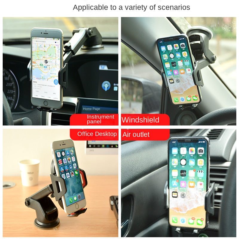 Long Rod Automatic Lock Car Phone Holder Telescopic Suction Cup Mount for Car Air Vent Lazy Live Streaming