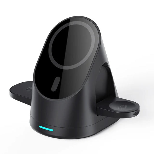 Magnetic wireless charger vertical three in one wireless charging stand suitable for Apple phones headphones and watcheser