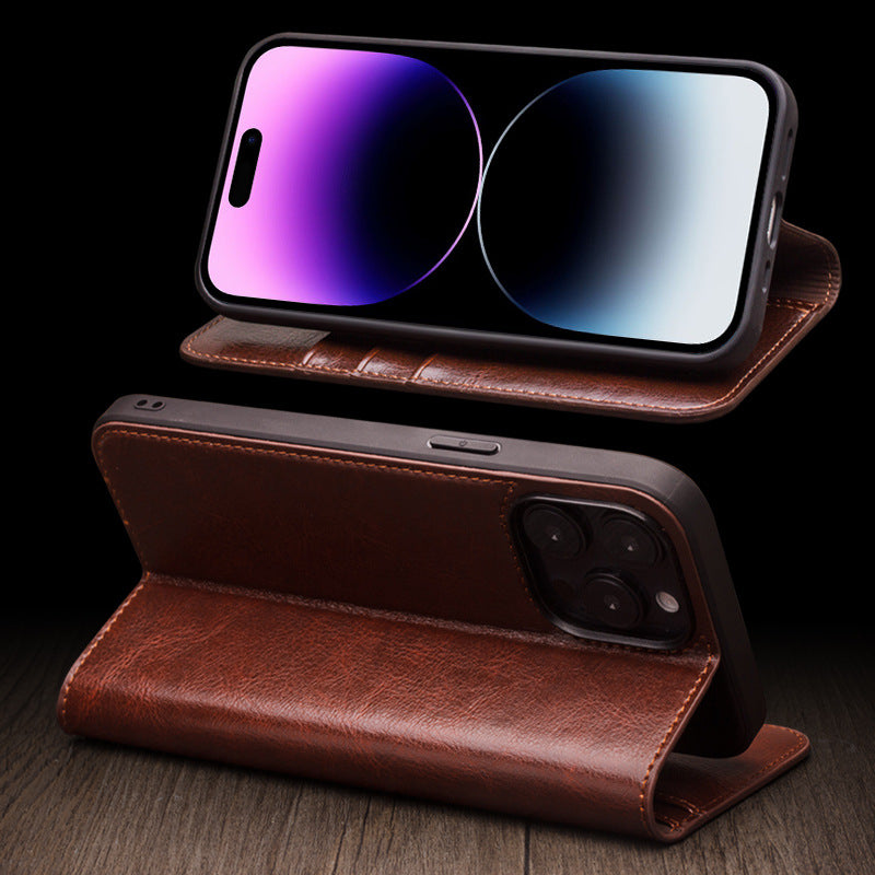 Suitable for iPhone 16 Promax phone case leather flip cover Apple 15 13 phone protective case card insertion