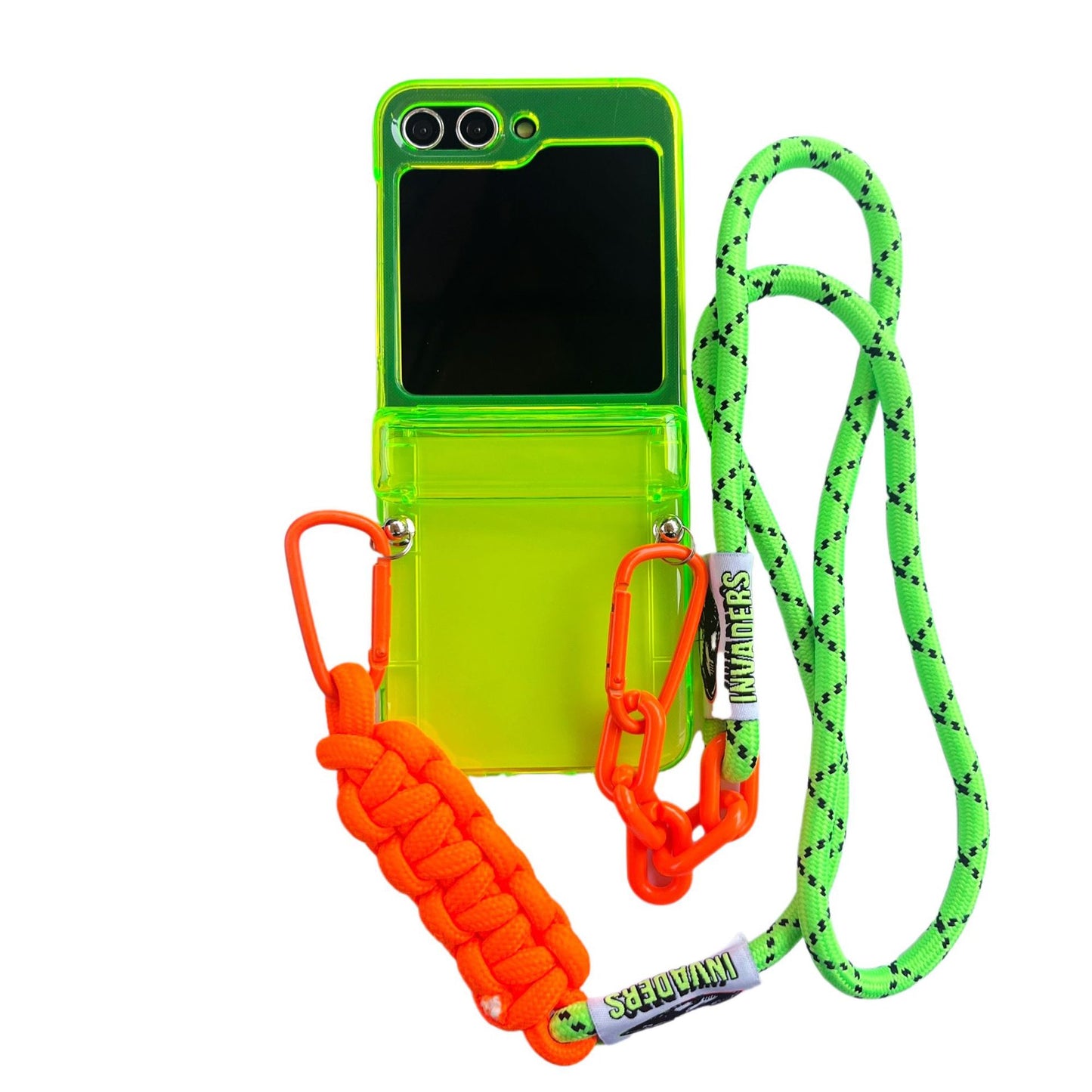 Suitable for Samsung Galaxy Z Flip5 phone case simple fluorescent green zflip4/3 folding screen protective cover
