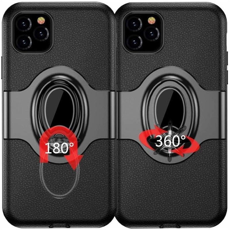 Case For iPhone 11 Pro Max Case Soft Silicone Slim Case with Drop Protection 360 Rotating Finger Ring Fit Car Adsorption Holder