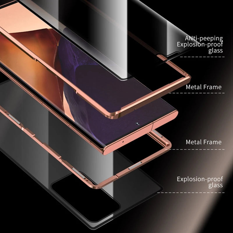 For Samsung Note20U Anti Peeping Privacy Glass Case Protect Phone Case S21Ultra Magnetic S21 Metal Cover