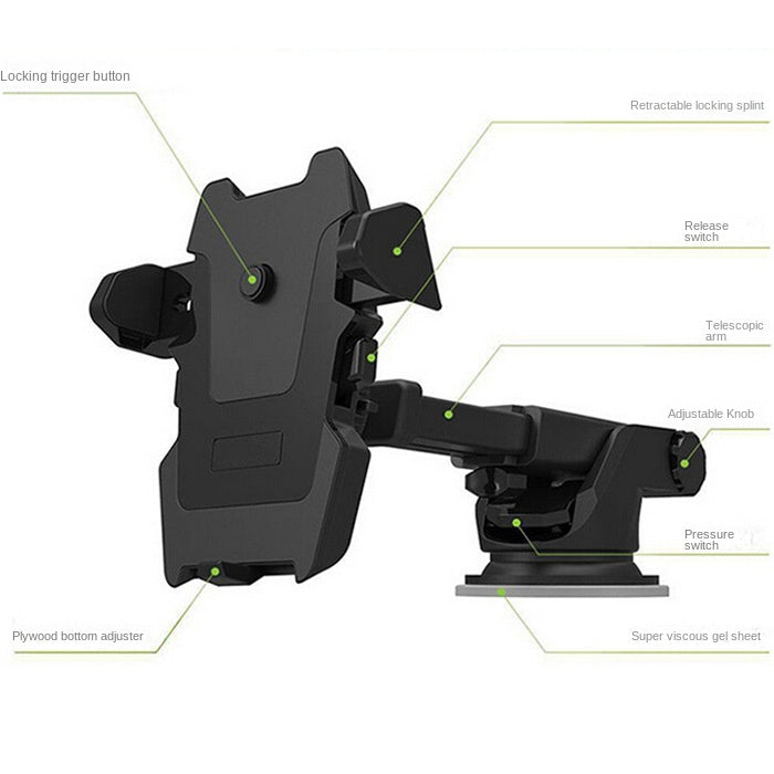 Long Rod Automatic Lock Car Phone Holder Telescopic Suction Cup Mount for Car Air Vent Lazy Live Streaming