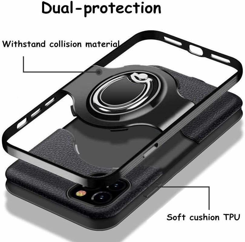 Case For iPhone 11 Pro Max Case Soft Silicone Slim Case with Drop Protection 360 Rotating Finger Ring Fit Car Adsorption Holder